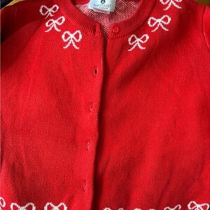 Girls Nantucket Kids Red and white Bow Cardigan